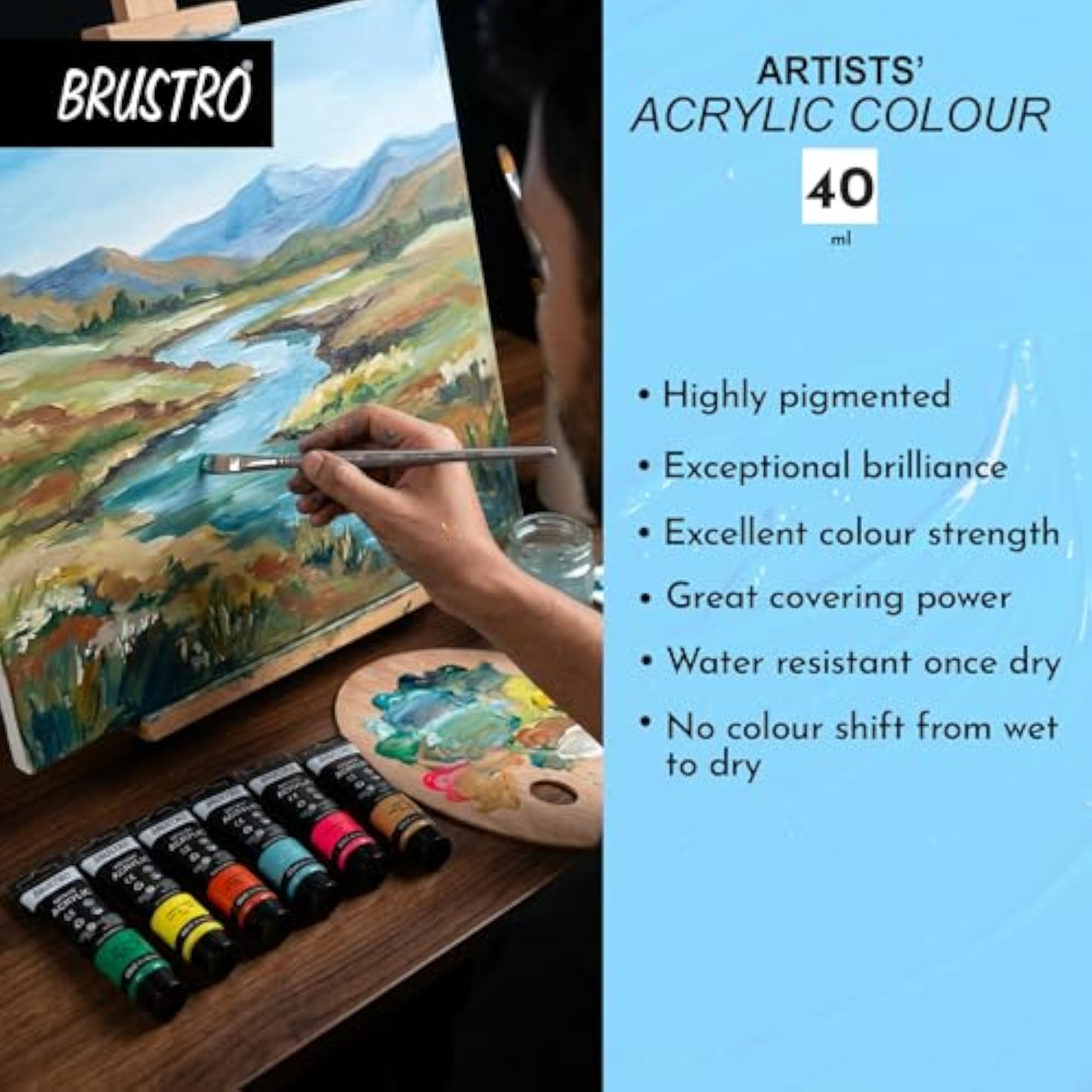Artists Acrylic Paint Tube 40ml, Pack of 2